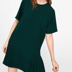 Zara pleated mini dress, forest green